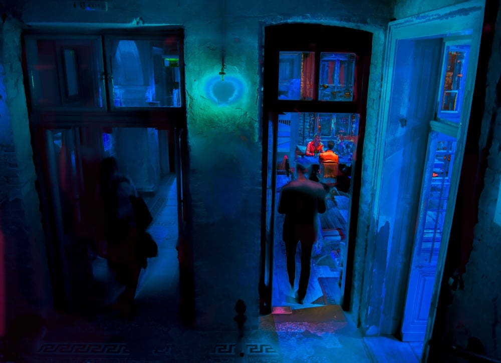A neon room inside one of Budapest's ruin pubs