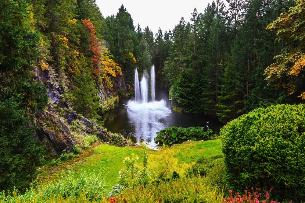 Another image of Butchart Gardens, featuring a waterfall.