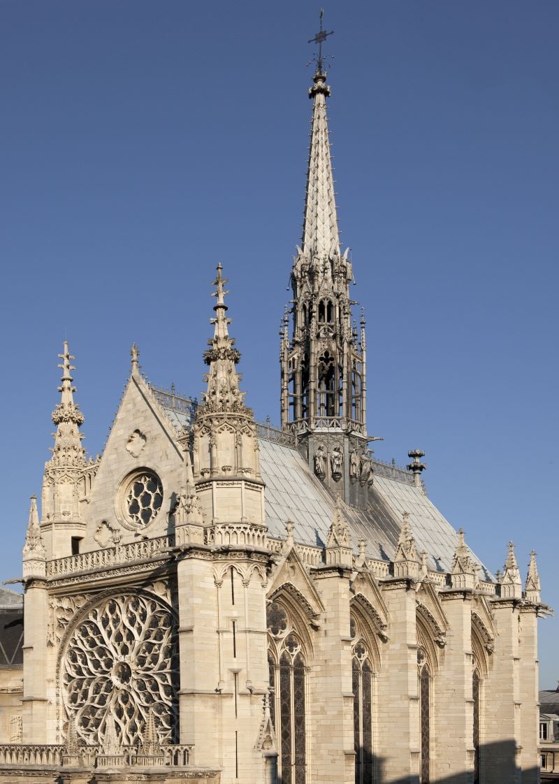 The exterior of La Sainte-Chapelle showcasing Gothic architecture