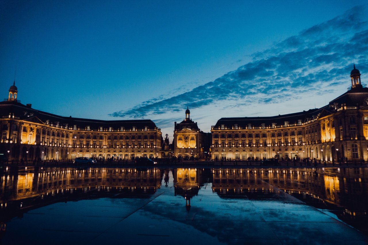 Place de la Bourse and its reflection in Mirroir D'eau in Bordeaux, one of the top 10 cities in France