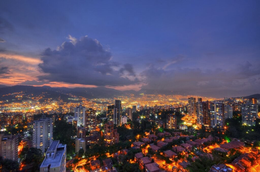 Night view of Medellin
