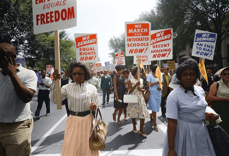 African Americans participating in a civil rights protest