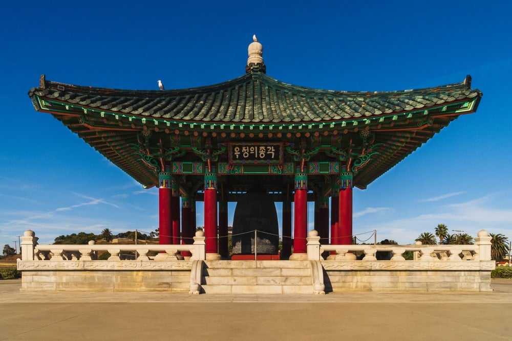 The Korean Friendship Bell in San Pedro, a colorful hidden gem in Los Angeles that was given to the city by the Republic of Korea.