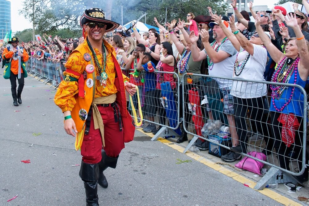 A pirate within the Gasparilla Pirate Fest Pirate Parade 
