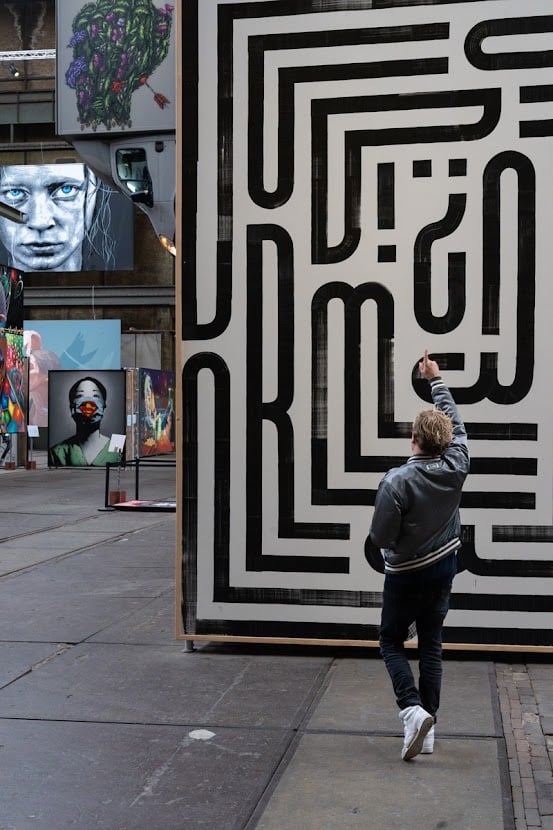 The interior of STRAAT Museum, featuring a work by a Dutch artist who uses text in an innovative way.