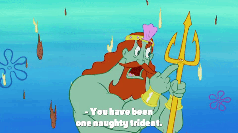 A gif of Poseidon giving out to his trident.