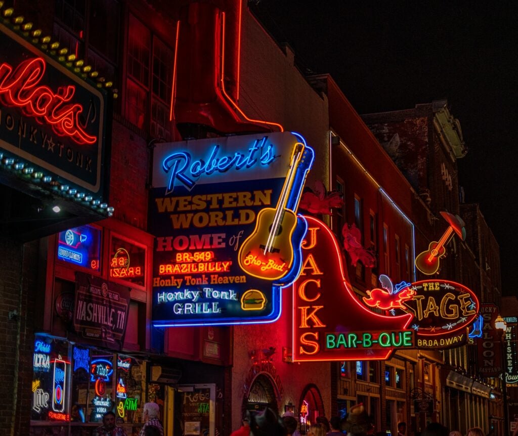 Neon signs on Nashville's Honky Tonk highway