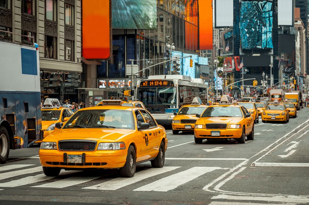 New York yellow cabs near Times Square