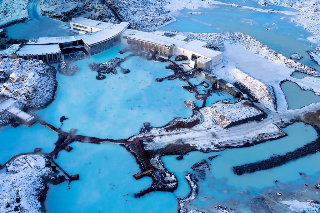 the blue lagoon from above