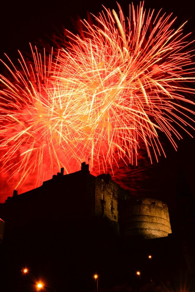 Fireworks light up the sky over the castle walls of Edinburgh, one of the best New Year's Eve celebrations in Europe. 