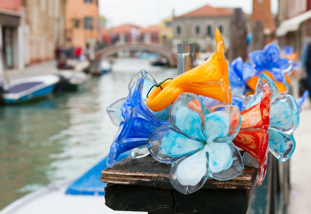 traditional glass in old town of Murano island in Venice