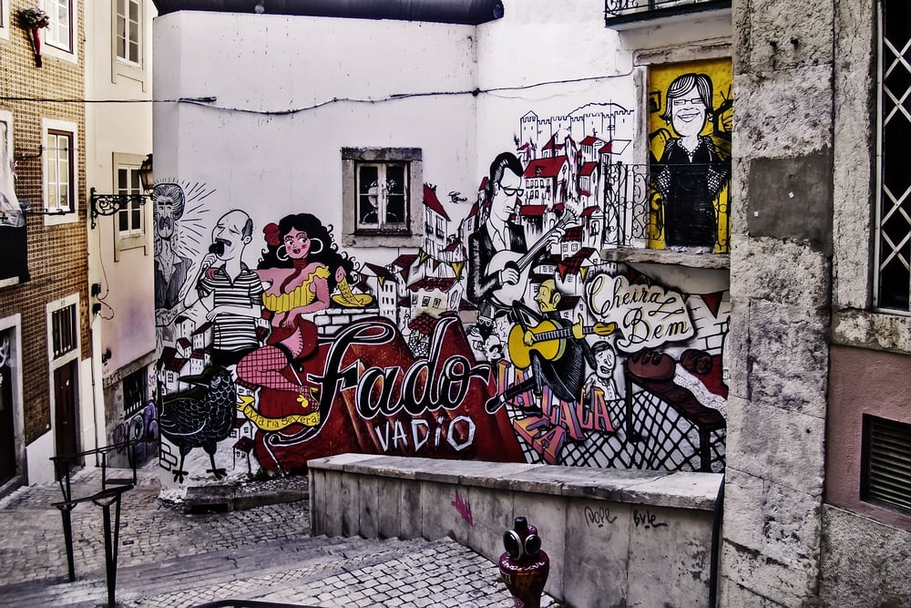 One of the best free things to do in Lisbon is to admire the vibrant street art culture!