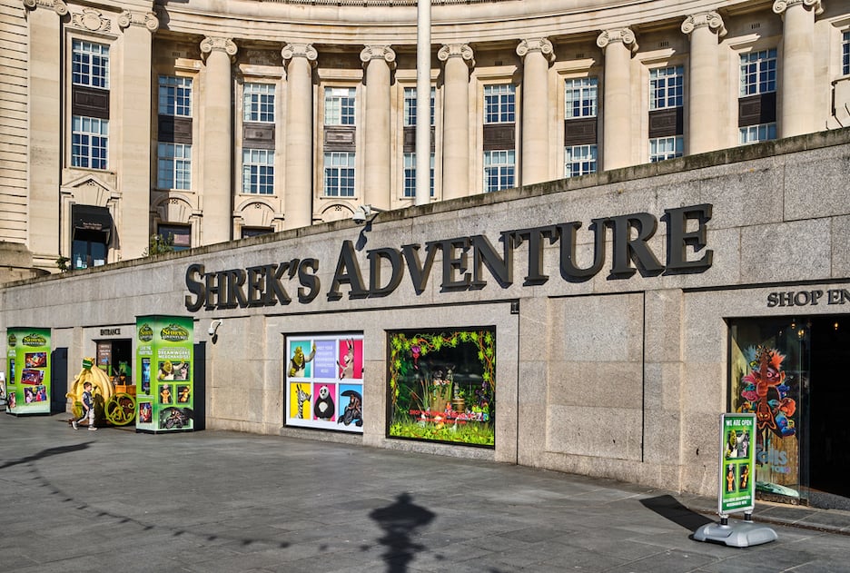 Entrance of Shrek's Adventure, from the street view.