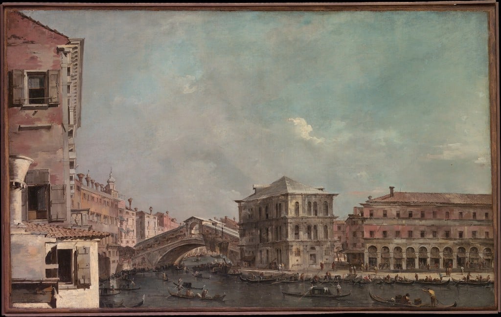 This painting depicts a glimpse of the city Venice in real time.