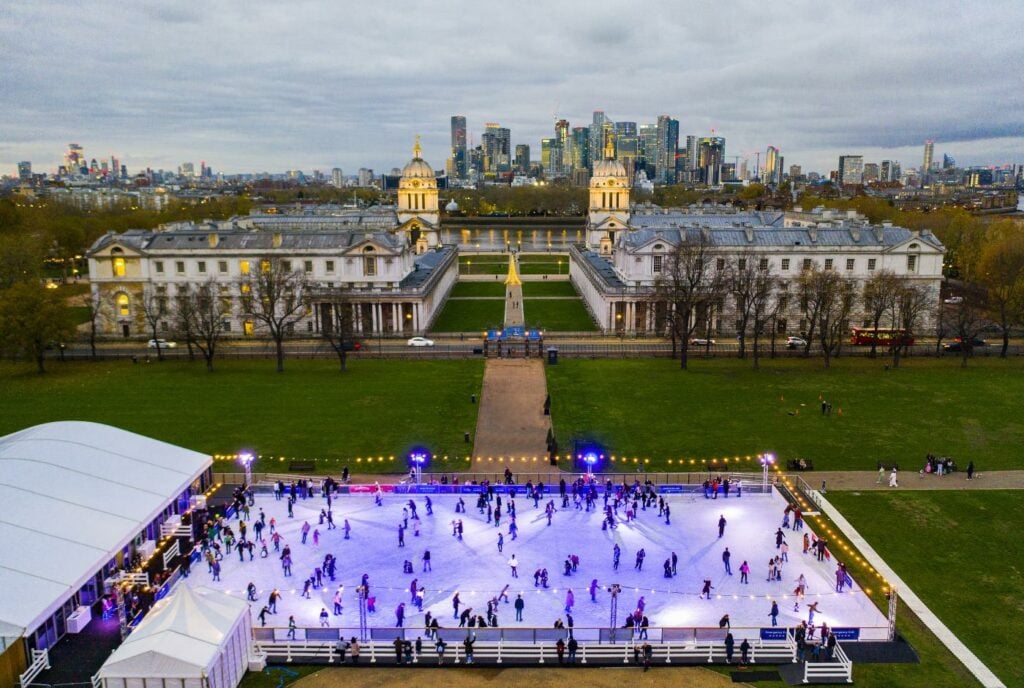 Ice skating rink at the Queen's House in Greenwich.