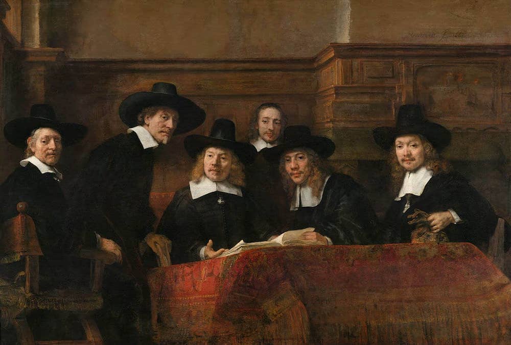 The Syndics of the Drapers' Guild by Rembrandt van Rijn at Rijksmuseum