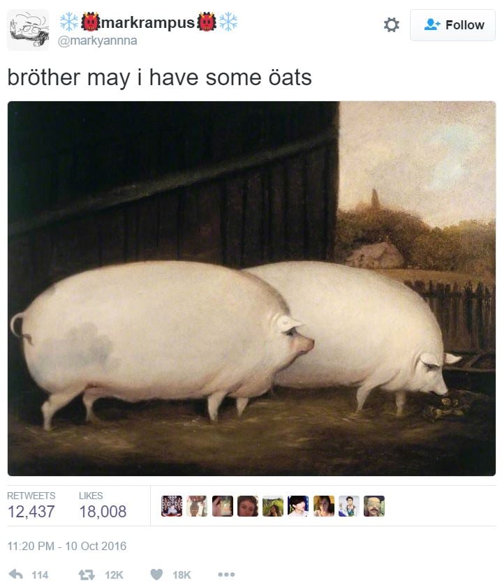 Brother May I Have Some Oats – Pair of Pigs by unknown artist