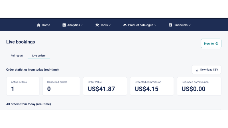 New Live Orders report